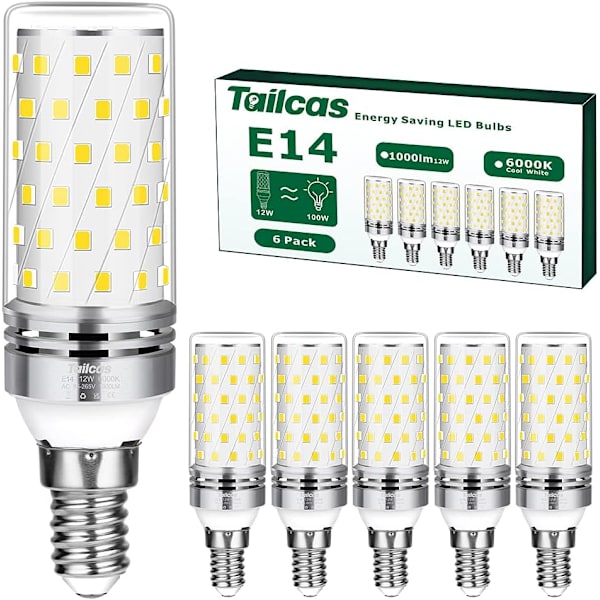 E14 LED-lampor Kallt vitt, 16W 100W Halogen motsvarande 6-pack