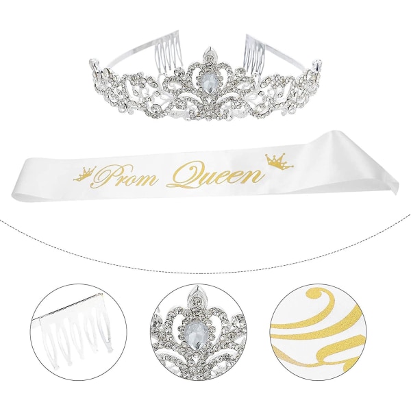 2st Prom Queen Sash And Tiara Set Strass Crystal Tiara Crown