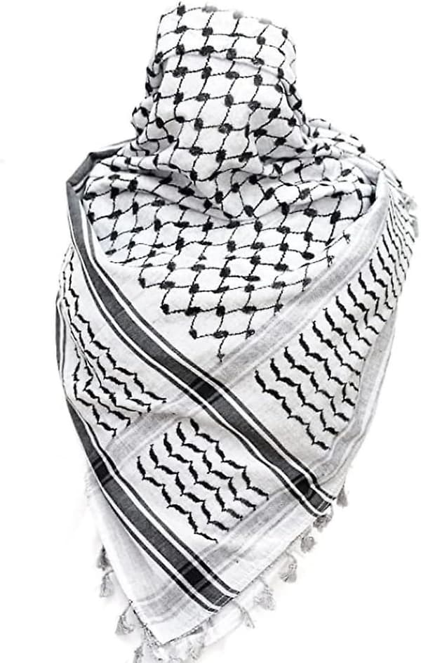Tradisjonell arabisk Shemagh-skjerf, Keffiyeh med dusker, 100 % bomull-FA-