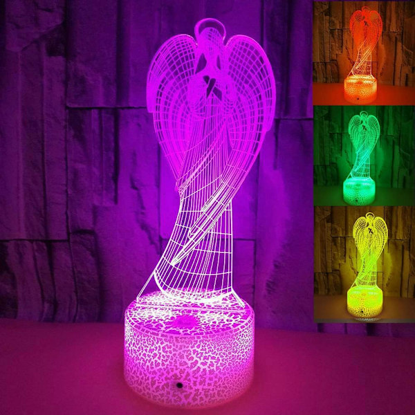 3D ängelving nattlampa illusion 7 färger skiftande Tou