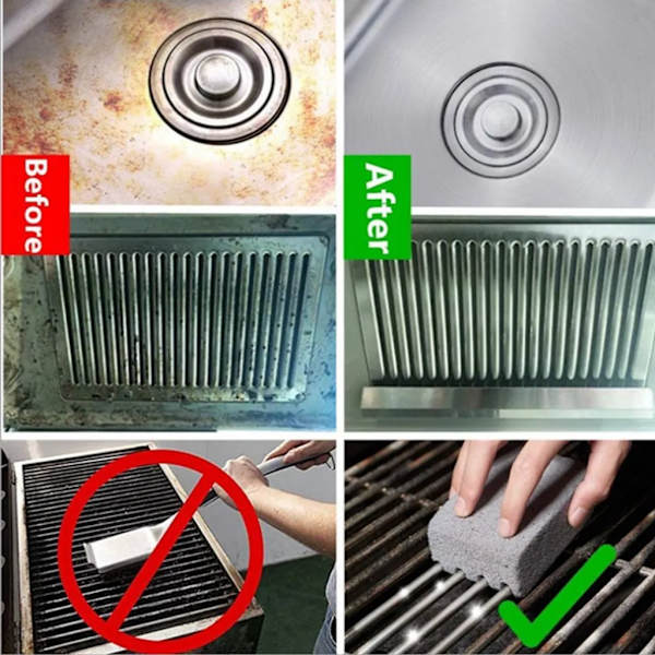 3 Grillrengöringsstenar för Effektiv Rengöring - Pimpsten för Enkel Bortskaffning av Fläckar och Fett, 10*7*4cm