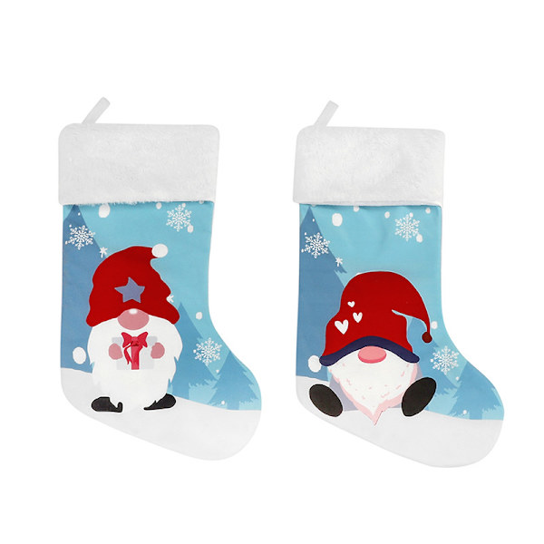 Paket Julstrumpa Utskrift Ansiktslös docka Hänghänge Julstrumpa Present Sock Presentpåsar för festdekoration