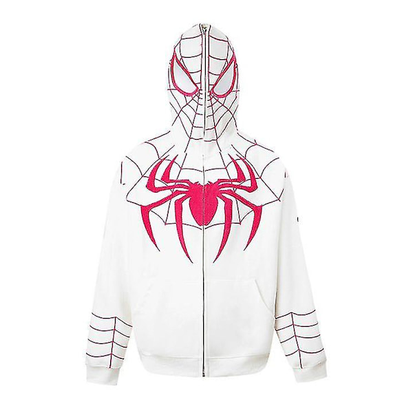 Spiderman Huvtröja för Män Tryckt Huvjacka Streetwear Bästa Julklapp Vit White M