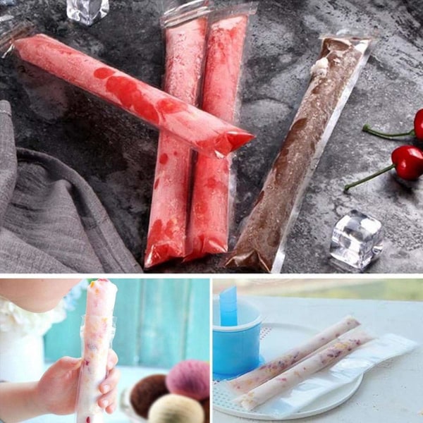 200 ST DIY Popsicle-formar påsar: Popsicle-påsar är gjorda av högkvalitativt material. Inga fler bekymmer om billigt gjorda ispoppåsar. Förbered läckra och hälsosamma mellanmål för dina små barn från och med idag.