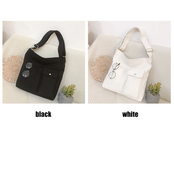 Dametasker Canvas Tote Håndtasker Skuldertasker white