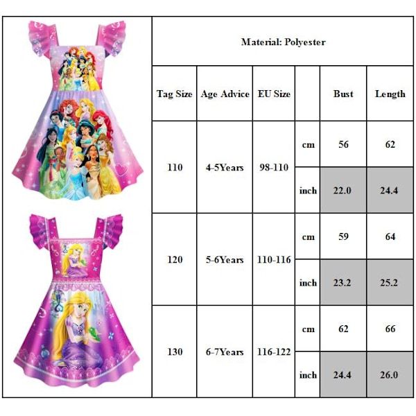 Animerade klänning för flickor Prinsessan Festklänningar Cosplay mörk lila 120cm lila 120cm purple