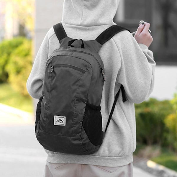 15L Vikbar Utomhusryggsäck Camping Resväska Skolväska Black