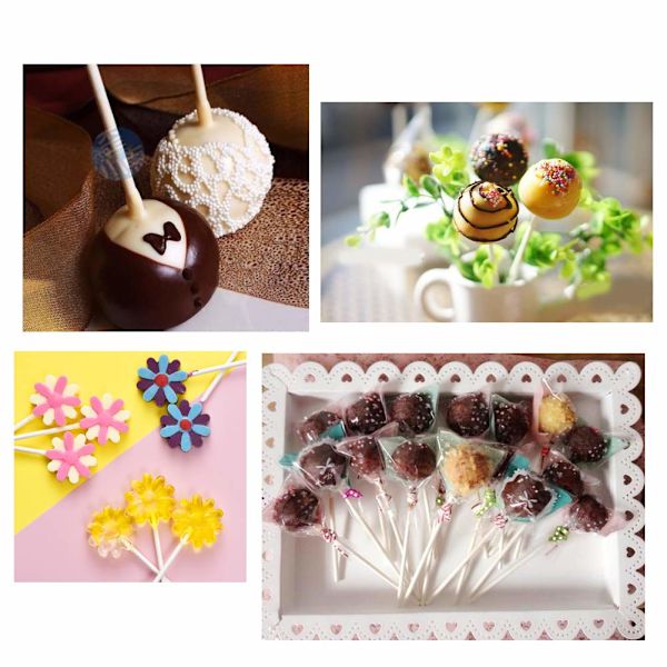 Cake Pop Pinnar Klubbpinnar 10cm, 100 stk Varm Hvid