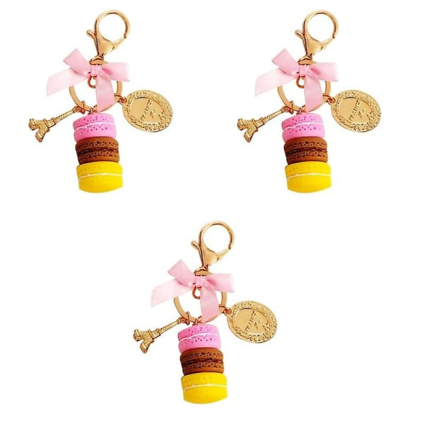 3 stk. Tre-lags Macarons Model Nøglering Bil Nøglering Pung Vedhæng
