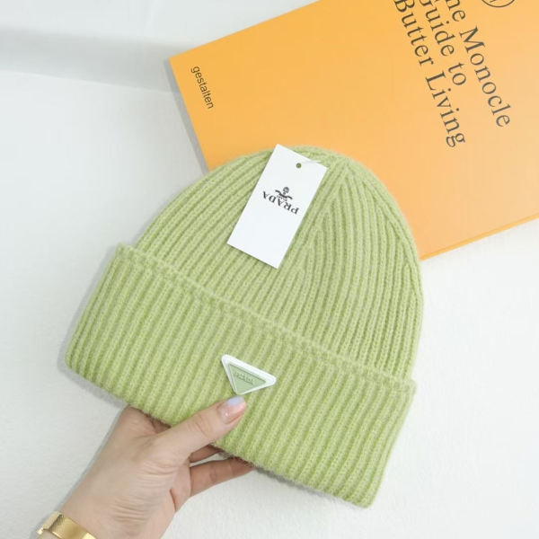 Varm vinterstrikket hue Efterår- og vinterhue Omvendt trekant Mode mærke Casual Ørevarmere Unisex Lysegrøn Light green M