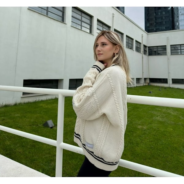 Taylor Swift Star Folklore Cardigan Tähti Brodeerat Ylisuuri Neulostuva Nappi Ylös -Paita Beige Beige XL