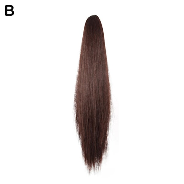 Syntetisk lång rak klohästsvans peruk Clip In Hair n Hairp dark brown One-size