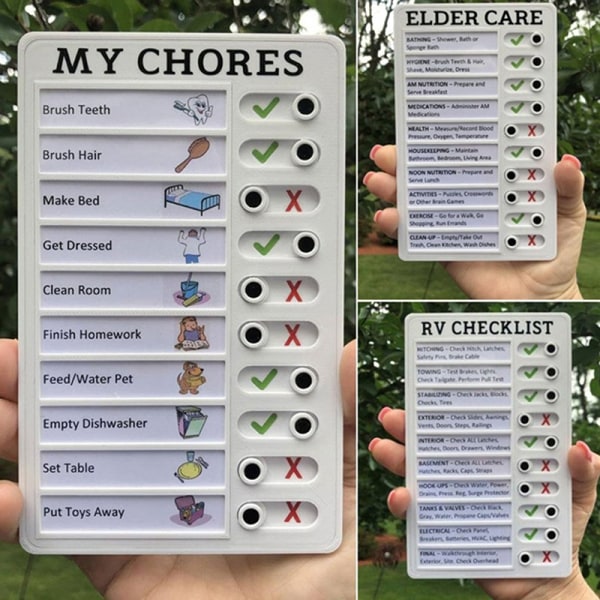 Multifunksjonell veggmontert sjekkliste-memo-tavle, justerbar, My Chores, sjekkliste for bobil, hjem, vegg, skole, klasserom A1
