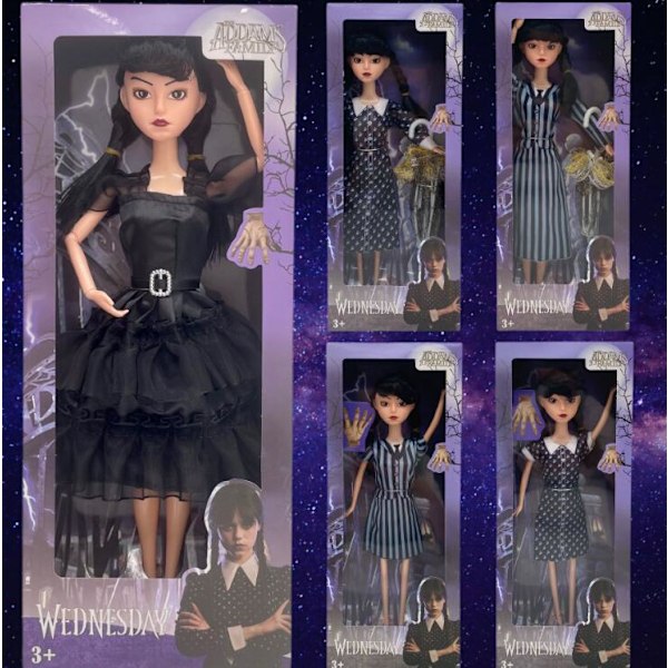 Wednesday Addams plyysi nuket lapsille Black dress Sari