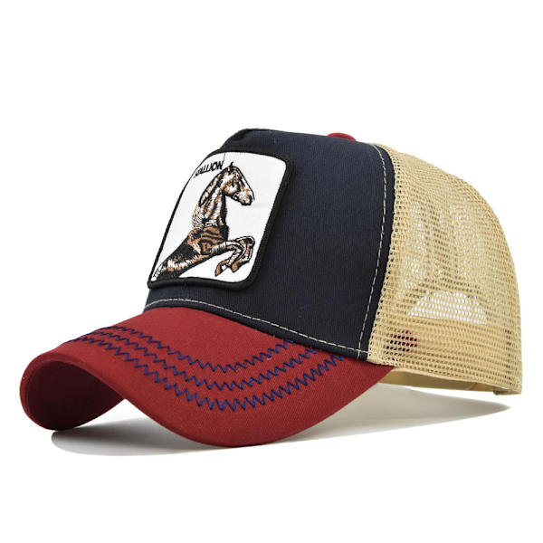 Häst Djur Broderad Baseball Cap Mesh Trucker Hat Blue Red