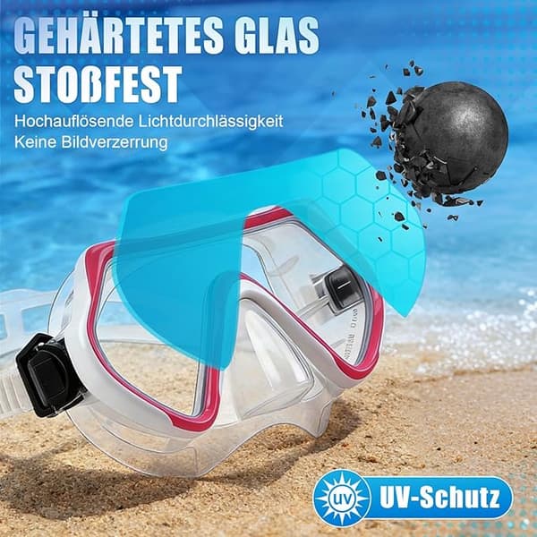 Snorkelkit, snorkelmask, dykmask i silikon, torrsnorkel och silikonmaterial, rosa-FA-