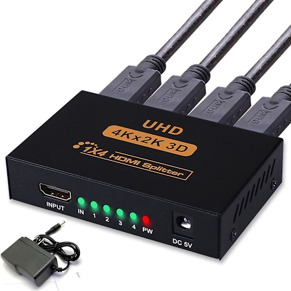 Hdmi-splitter 1 in 4 ut, En minut fyra rader