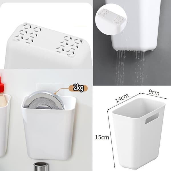 4-pack självhäftande väggförvaringslåda, vit 14L x 9B x 15H cm-FA-