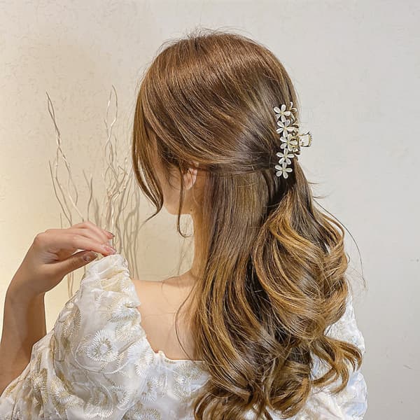 Perle Strass Hårklemme Mode Blomst Hårklo Kvinder Piger 04-FA- 3