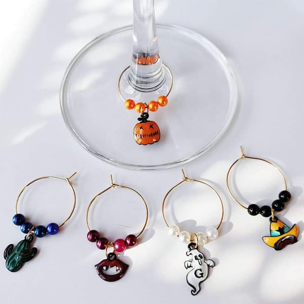 44 stk. vinglas charm ringe trådringe øreringe ringe til DIY smykker, vinglas markører (30mm)-FA-
