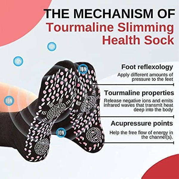 5 par turmalin akupressur selvvarmende formstrømper Afiz turmalin slanking Health Sock Tourm