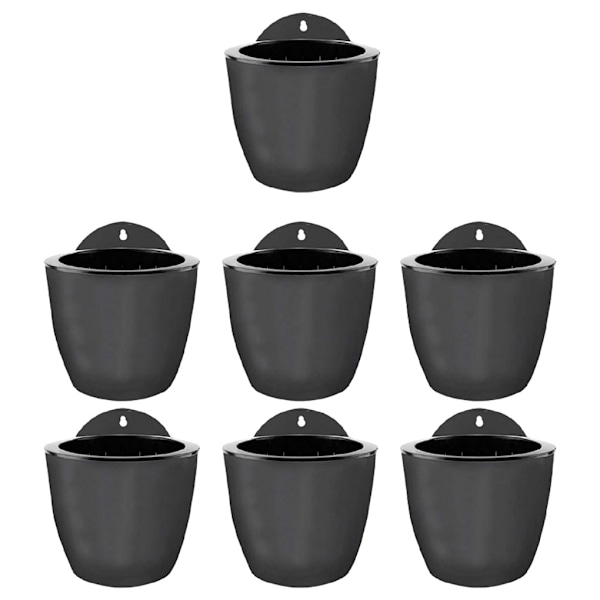 7-pack/set Premium Harts Självbevattnande Växtkruka Snygg Gray-black 190