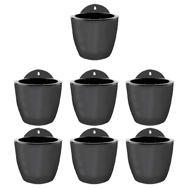 7-pak/sæt Premium Harpiks Selvvandede Blomsterpotte Elegant Gray-black 190