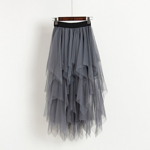 Mesh Tyllkjol Lagerklänning GRÅ-FA11- grey