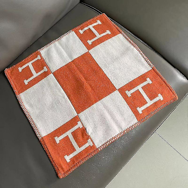 45x45cm H-bogstav Uld Kasmirs Pudebetræk Dobbeltseng Sofa Fly Orange