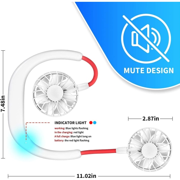 Kaulapuhallin Kannettava Kädessä pidettävä Kädetön USB-tuuletin Mini Urheilukaula