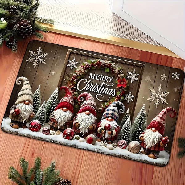 Julemanden skridsikker dørmåtte 40x60cm polyester maskinvaskbar 40x60cm