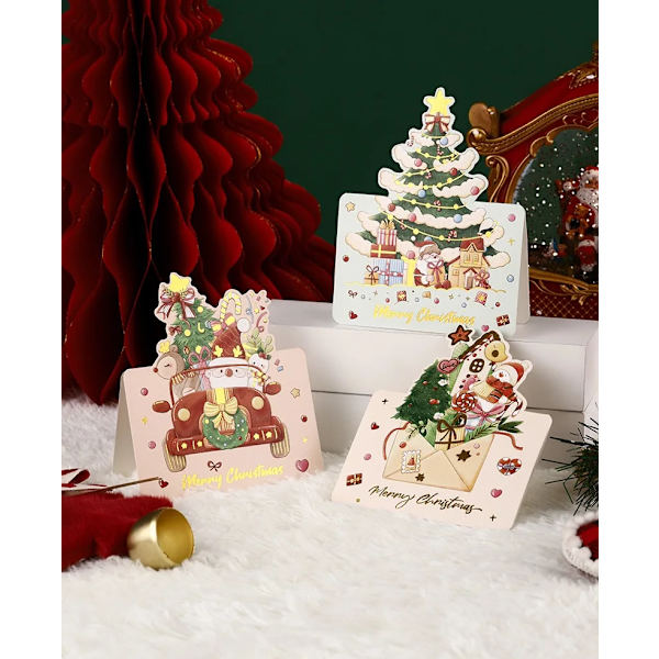 18/12/6 stk Gratulasjonskort med konvolutt Venn Familie Velsignelse Kort for bursdag Nyttår Julegaver Juledekorasjon 12 PCS