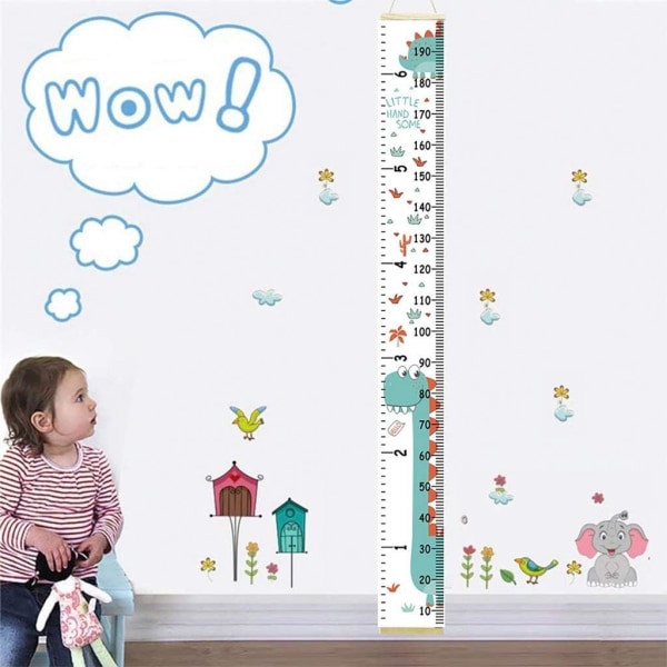 Baby höjd tillväxt diagram, barn trä ram tyg canvas höjd