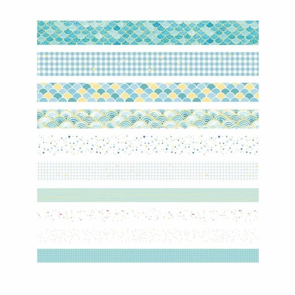 10 Rolls Washi Tape Set in 3 Sizes, Geometric Pattern Gold Foil Japanese Decorative Writable Washi Tape Set-FA-