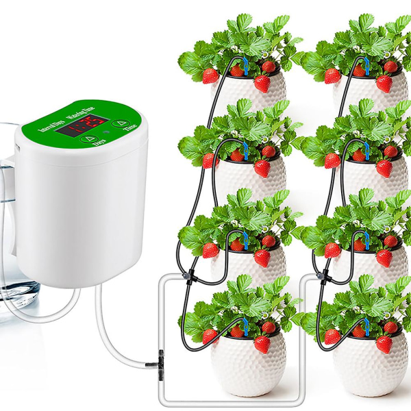 Automatiskt innehållertningssystem inomhus med USB laddare, droppbevattningskit, automatiskt innehåller anordningar för 8 krukväxter för hemträdgård white