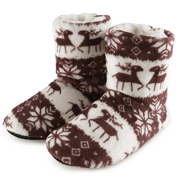 Damtofflor Korallfleece Päls Ankelboots Varma Inomhusskor Kaffe Coffee 25cm (36-38 EU)