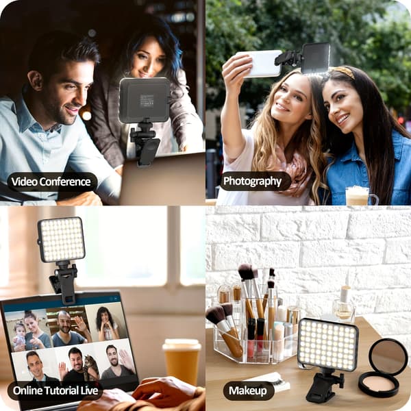 RadiantGlow Clip-On Selfie-lys til telefon, bærbar computer, tablet - Justerbar lysstyrke-FA-