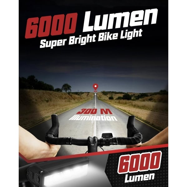 Fram- och bakcykellampa, laddningsbart set, kraftfulla LED-cykellampor för väg, berg