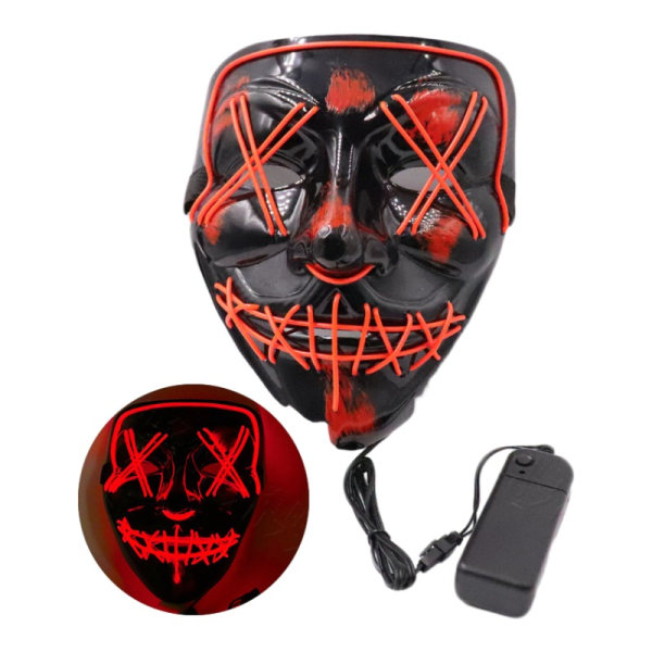 Halloween Mask Led Glow Mask El Wire Light Up The Purge Film Kostym Ljus Halloween Fest red