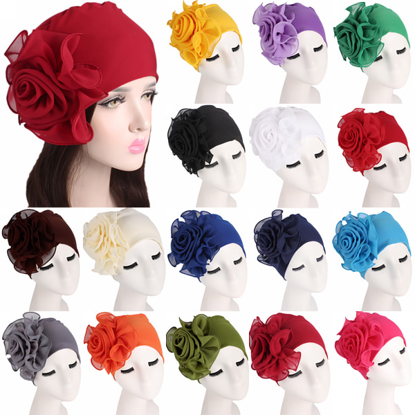 Dame Stor Blomstrete Bandana Hatt Bandana Blomst Hatt Lue Army Green