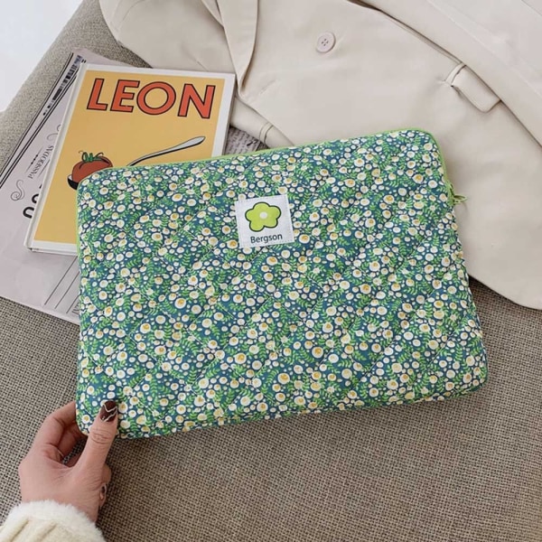 Laptop Sleeve Case Väska Liner Bag 13 TUM GRÖN BLOMMA 13inchGreen Flower