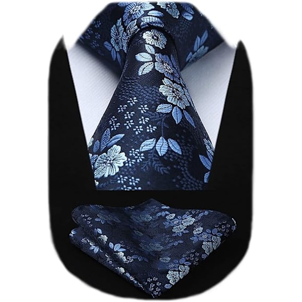 Herr Extra Lang Blomster Paisley Slips og Lommetørklæde Sæt