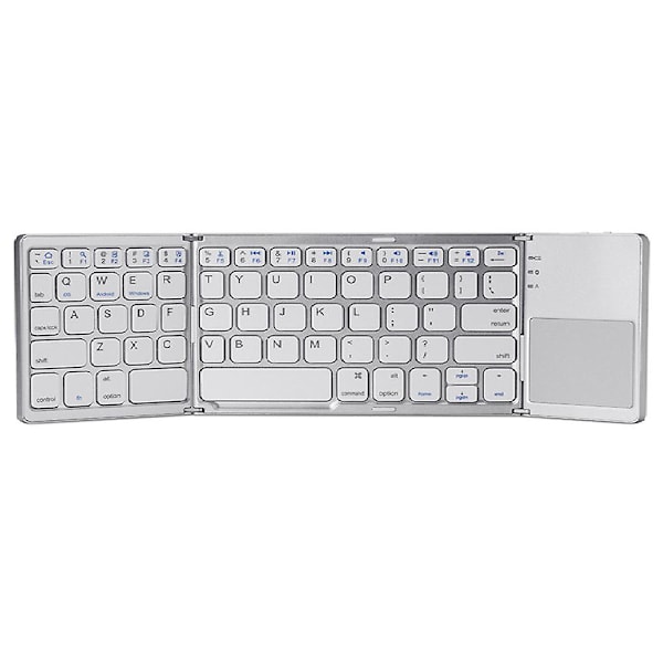 Taitettava langaton näppäimistö, kannettava mini Bluetooth-näppäimistö kannettavalle tietokoneelle, tabletille, älypuhelimelle White