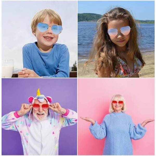 6 stycken hippie-hjärta solglasögon, hjärta solglasögon, röda hjärta solglasögon