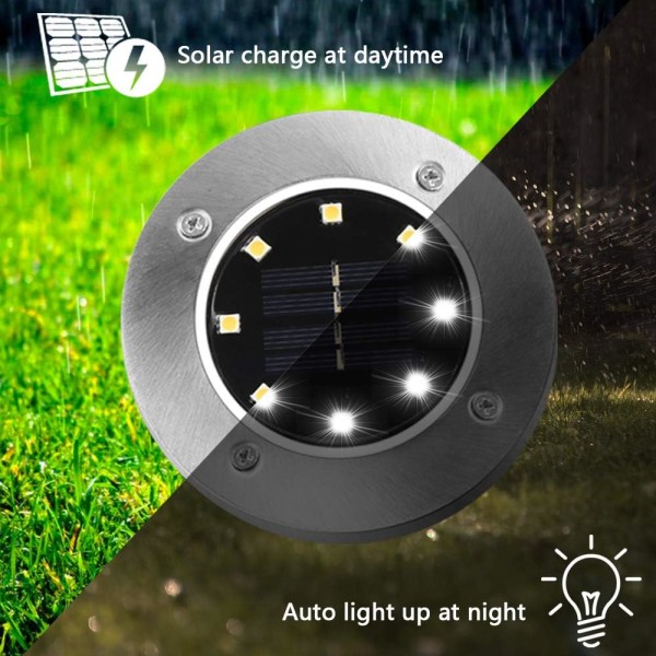[6-Pack] Solcellsdriven Markbelysning, 8 LEDs Solcellsdriven Markbelysning O