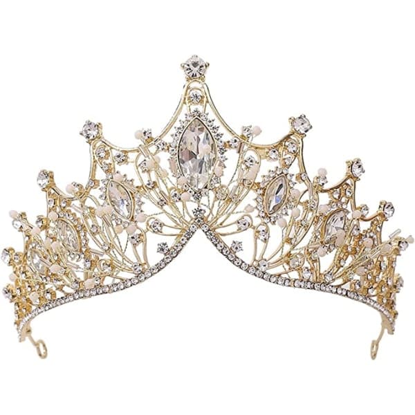 Guld krone tiara, vintage krone strass pandebånd til bryllupsreceptioner CDQ-FA12-