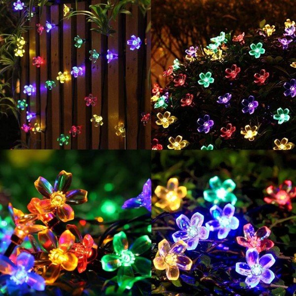 Solcells drivna ljusslingor, 8 lägen LED-blommor solcells drivna St