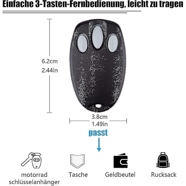 2-pack utbytes handhållen Chamberlain Liftmaster Motorlift garagedörrsändare 94335e | 84335e | Ml700 | Ml500 | Ml850 | Merlin + C945 | C840 Se