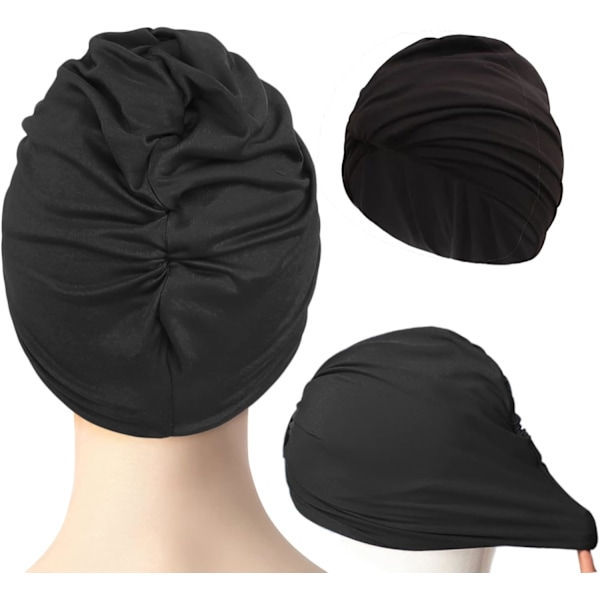 Plisseret badehætte til kvinder badehætte til langt hår hætte Cap Simhætte Superelastisk turban hætte Cap