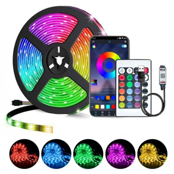 Älykäs RGB LED-valonauha APP-kaukosäätimellä 5m monivärinen multicolor